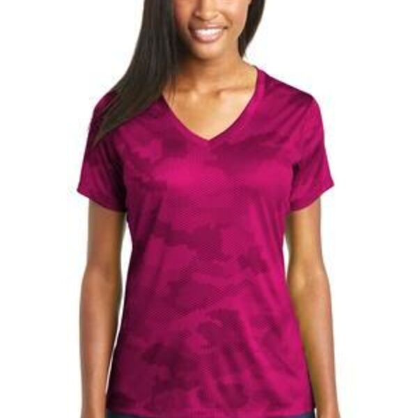 Ladies CamoHex V Neck T Thumbnail